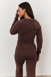 Recycled Collared Knit Jumpsuit with Draw String