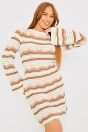 Crochet Stripe Mini Dress