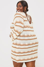 Crochet Stripe Mini Dress
