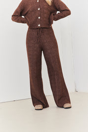 Recycled Wide Leg Cable Knit Co-Ord Trousers