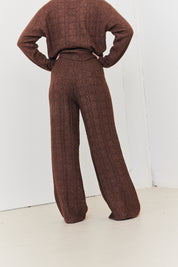 Recycled Wide Leg Cable Knit Co-Ord Trousers