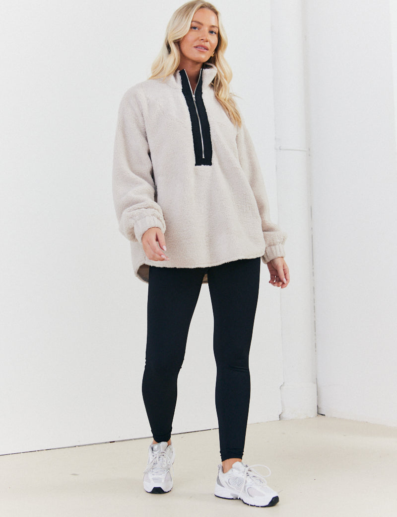 Half Zip Borg Pull over Jacket