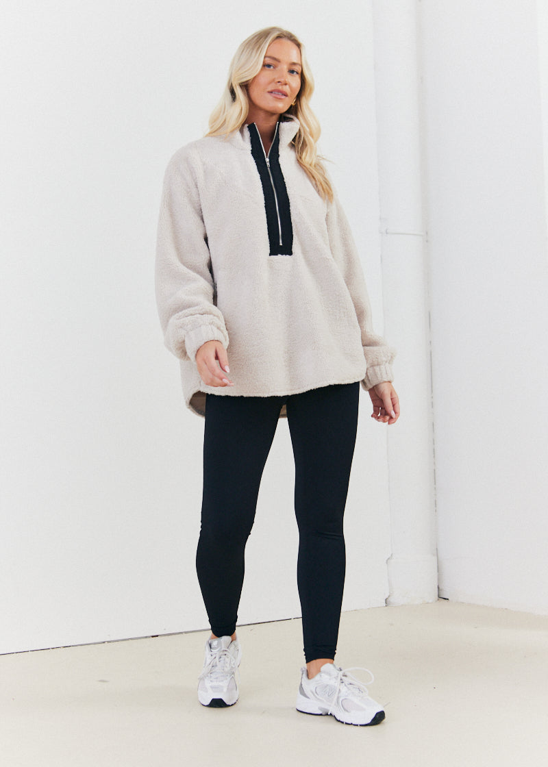 Half Zip Borg Pull over Jacket
