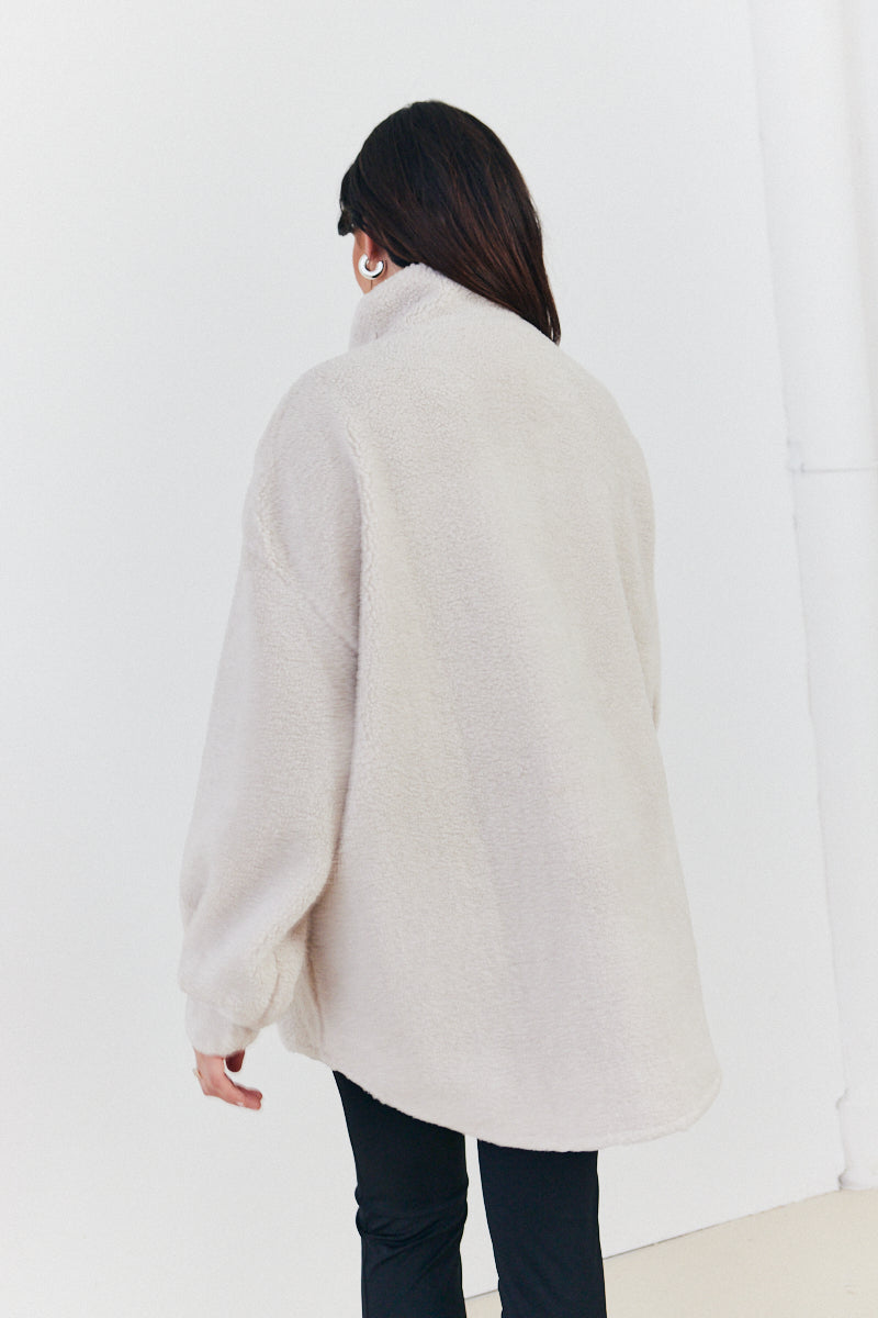 Half Zip Borg Pull over Jacket