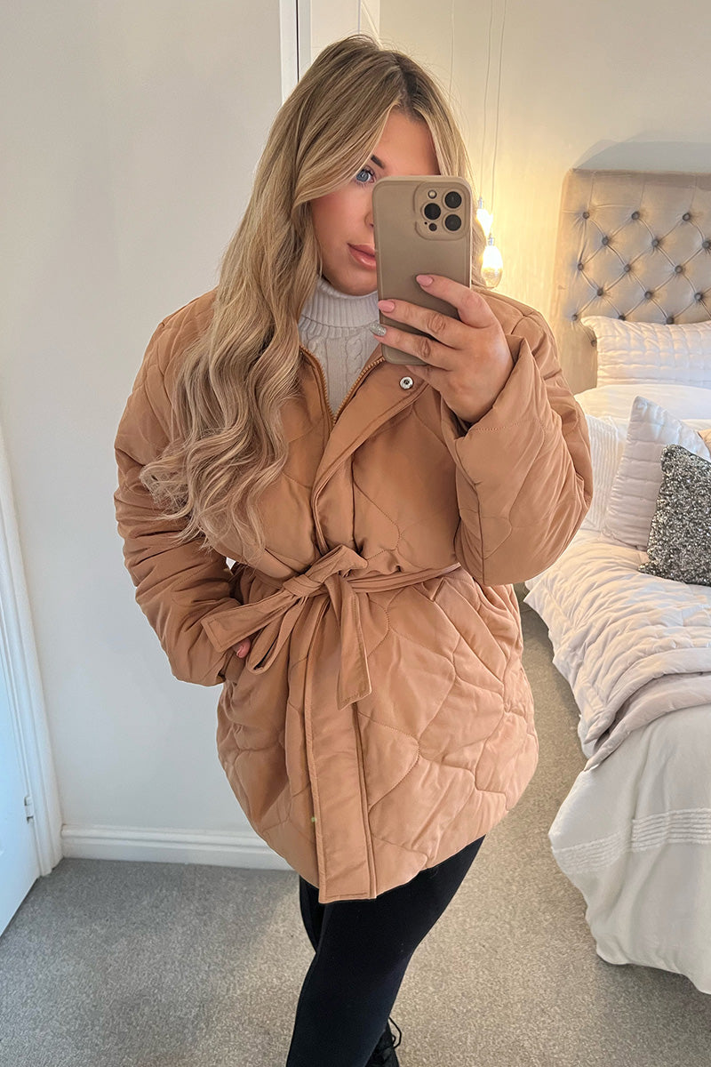 Recycled Quilted Tie Waist Puffer