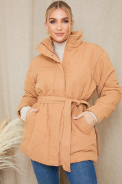 Recycled Quilted Tie Waist Puffer