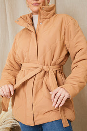 Recycled Quilted Tie Waist Puffer