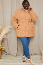 Recycled Quilted Tie Waist Puffer