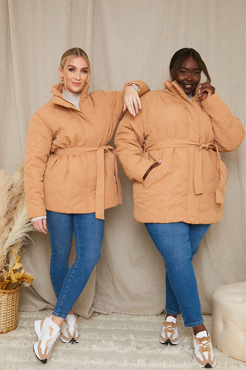 Recycled Quilted Tie Waist Puffer
