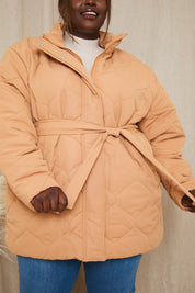 Recycled Quilted Tie Waist Puffer