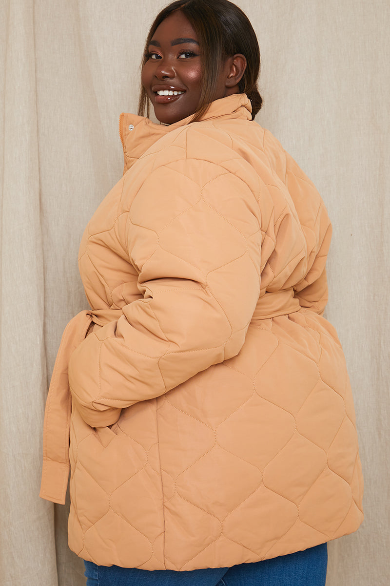 Recycled Quilted Tie Waist Puffer