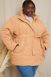 Recycled Quilted Tie Waist Puffer