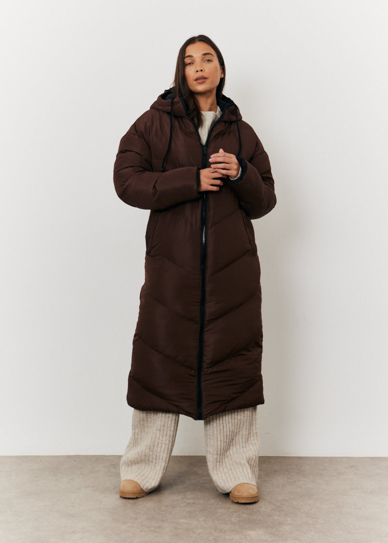 Reversible Hooded Longline Puffer Coat