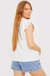 Broderie Sleeve T-Shirt