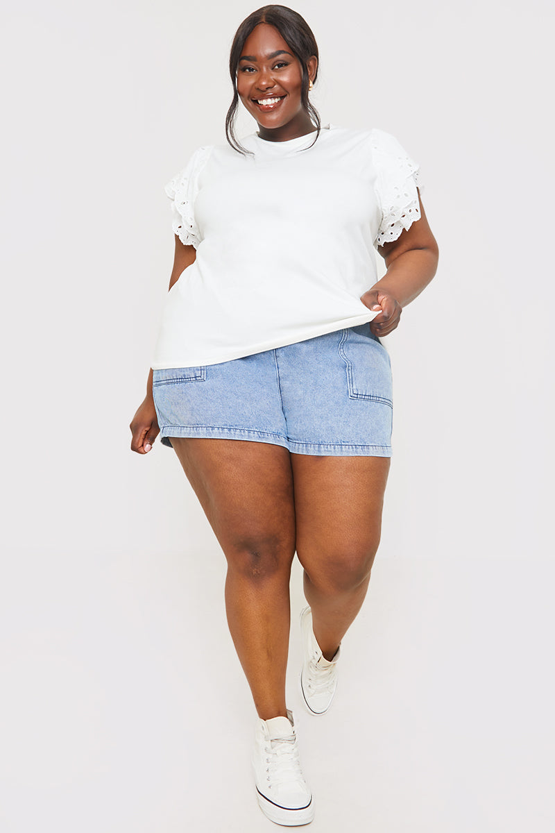Broderie Sleeve T-Shirt