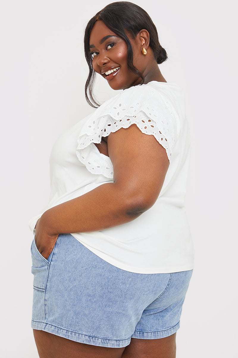 Broderie Sleeve T-Shirt