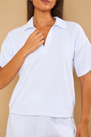 Towelling Fabric Collared T-Shirt