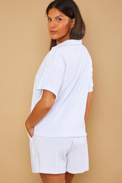 Towelling Fabric Collared T-Shirt