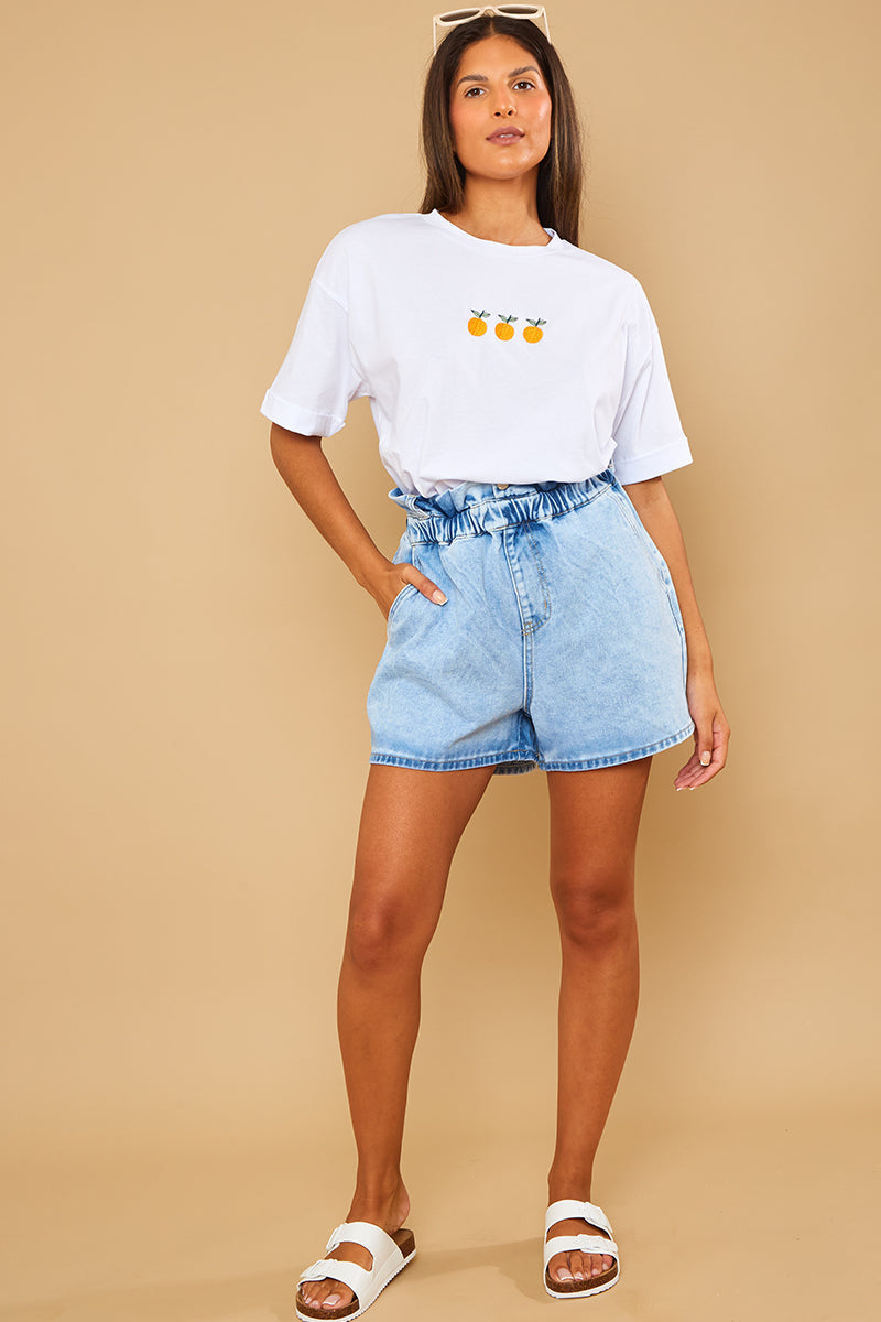 Paperbag Denim Shorts
