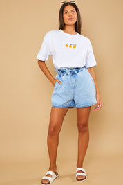 Paperbag Denim Shorts