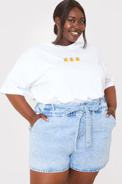 Paperbag Denim Shorts