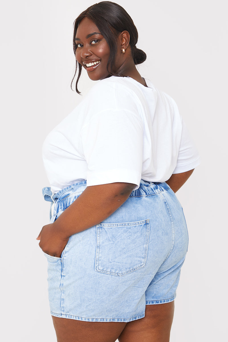 Paperbag Denim Shorts