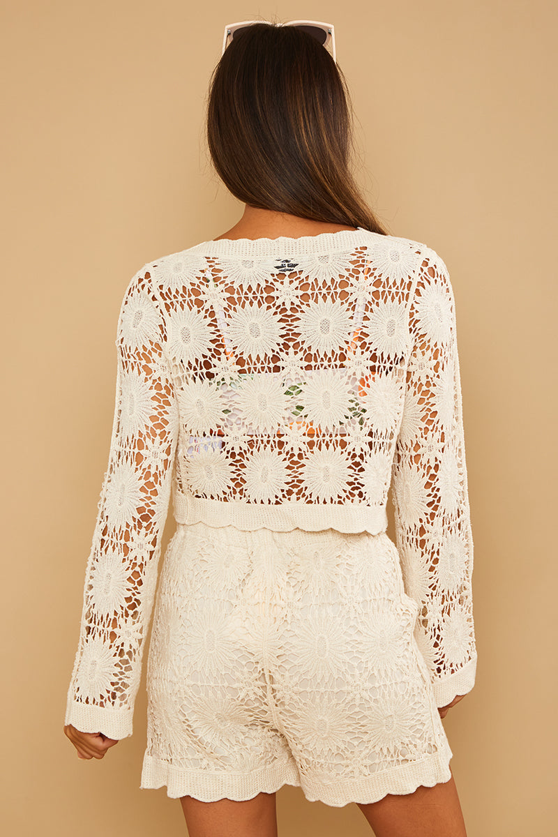 Floral Detail Knit Co-Ord Cardigan