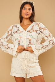 Floral Detail Knit Co-Ord Cardigan