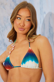 Ombre Print Triangle Halterneck Bikini Top