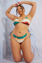 Ombre Print Triangle Halterneck Bikini Top