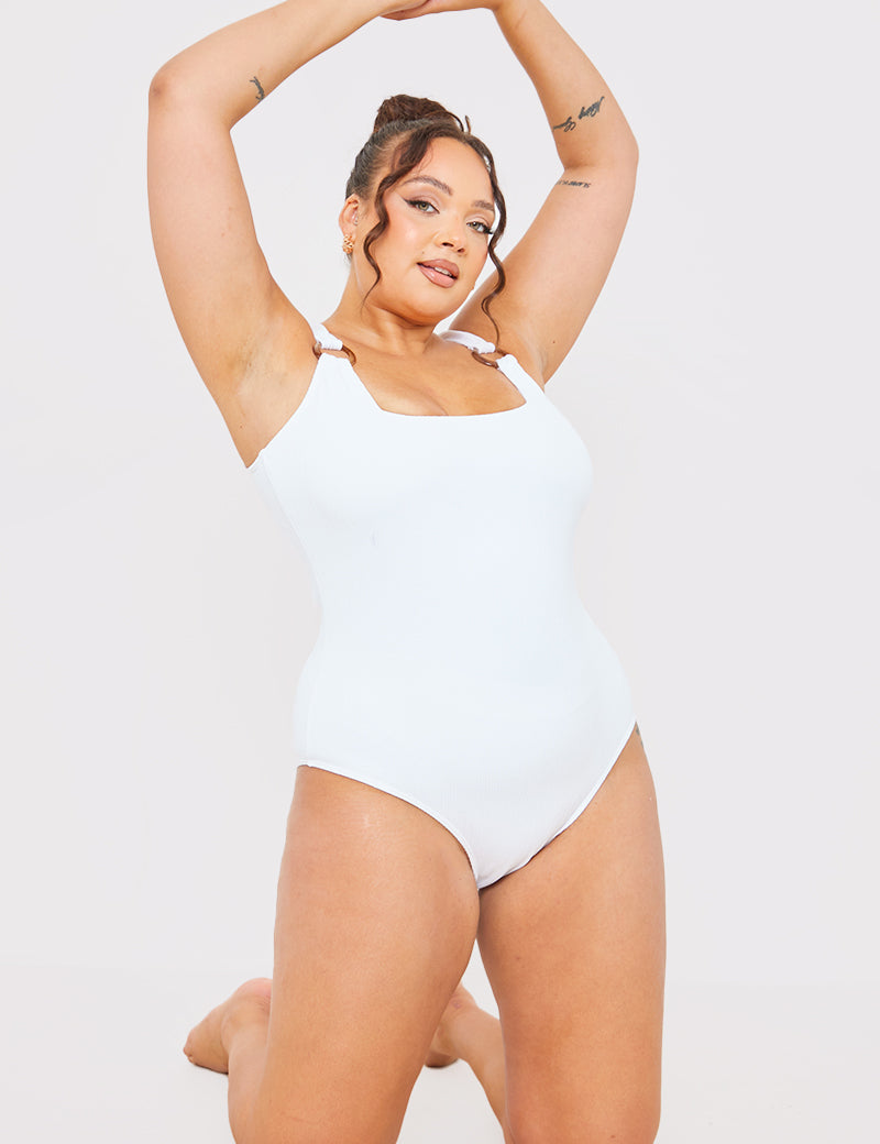 Crinkle Control Ring Detail Swimsuit