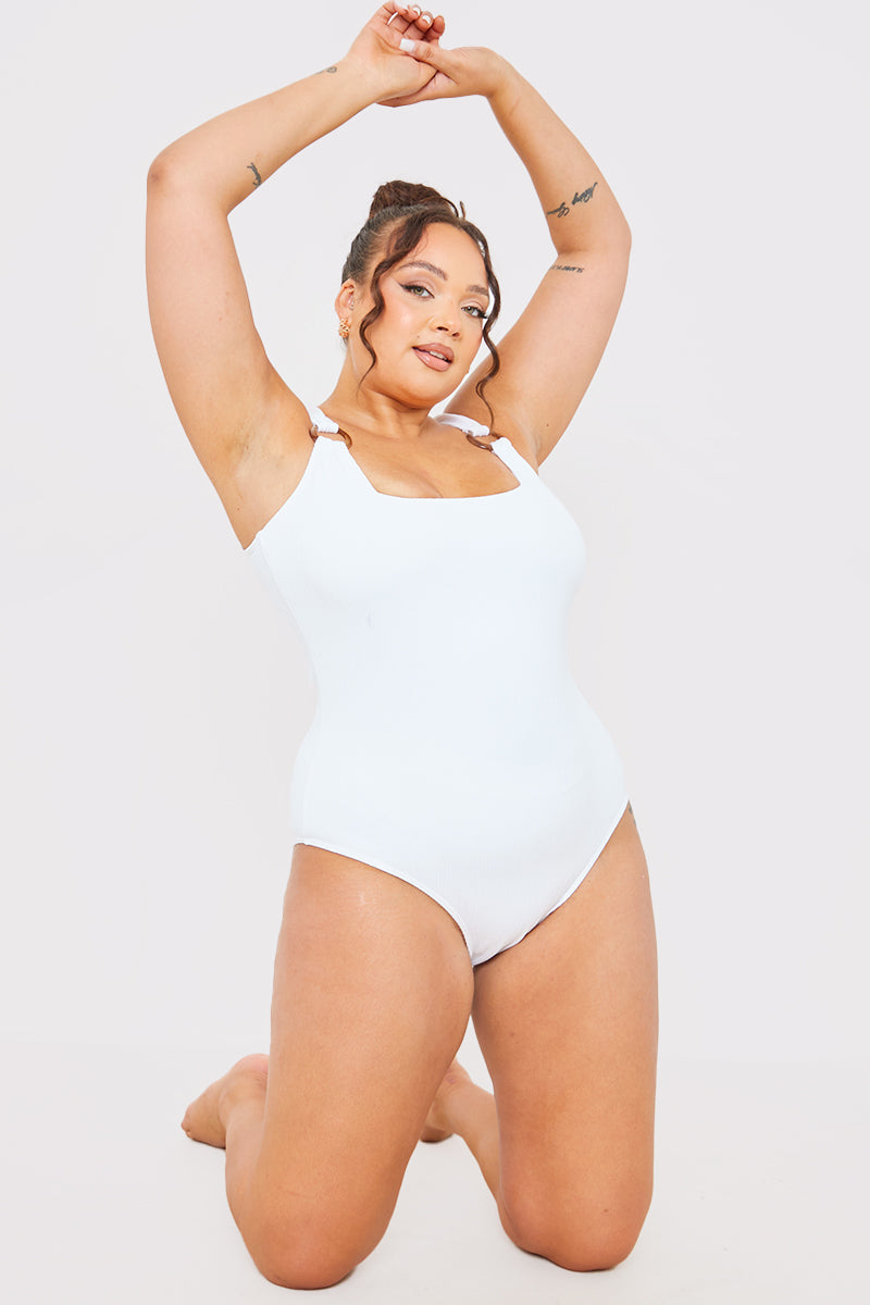 Crinkle Control Ring Detail Swimsuit