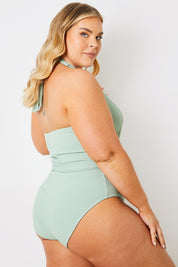 Crinkle Wrap Tie Front Swimsuit