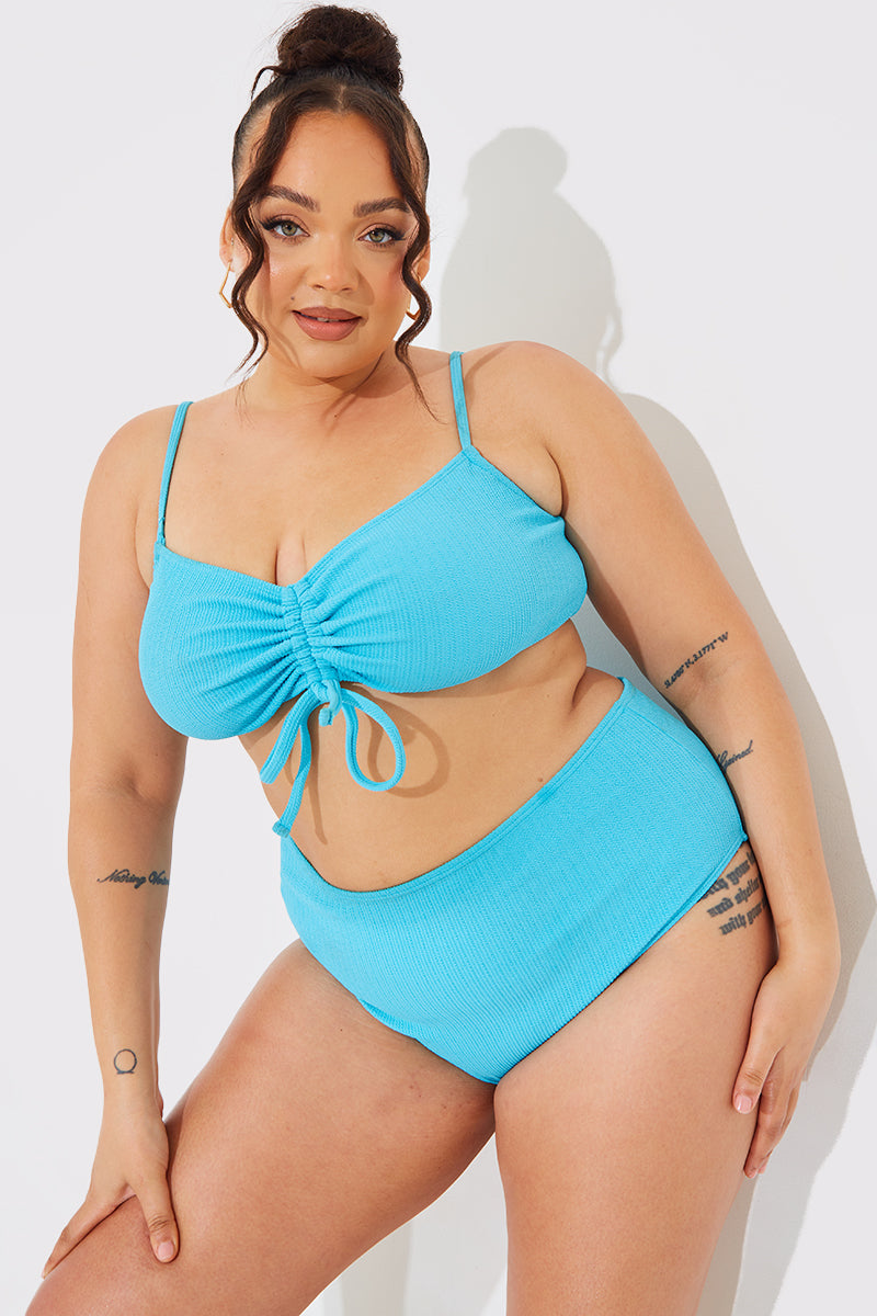 Sculpt and Control Crinkle Ruched Front Bikini Top