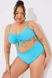 Sculpt and Control Crinkle Ruched Front Bikini Top