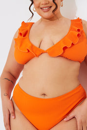 Sculpt and Control Crinkle Frill Bikini Top