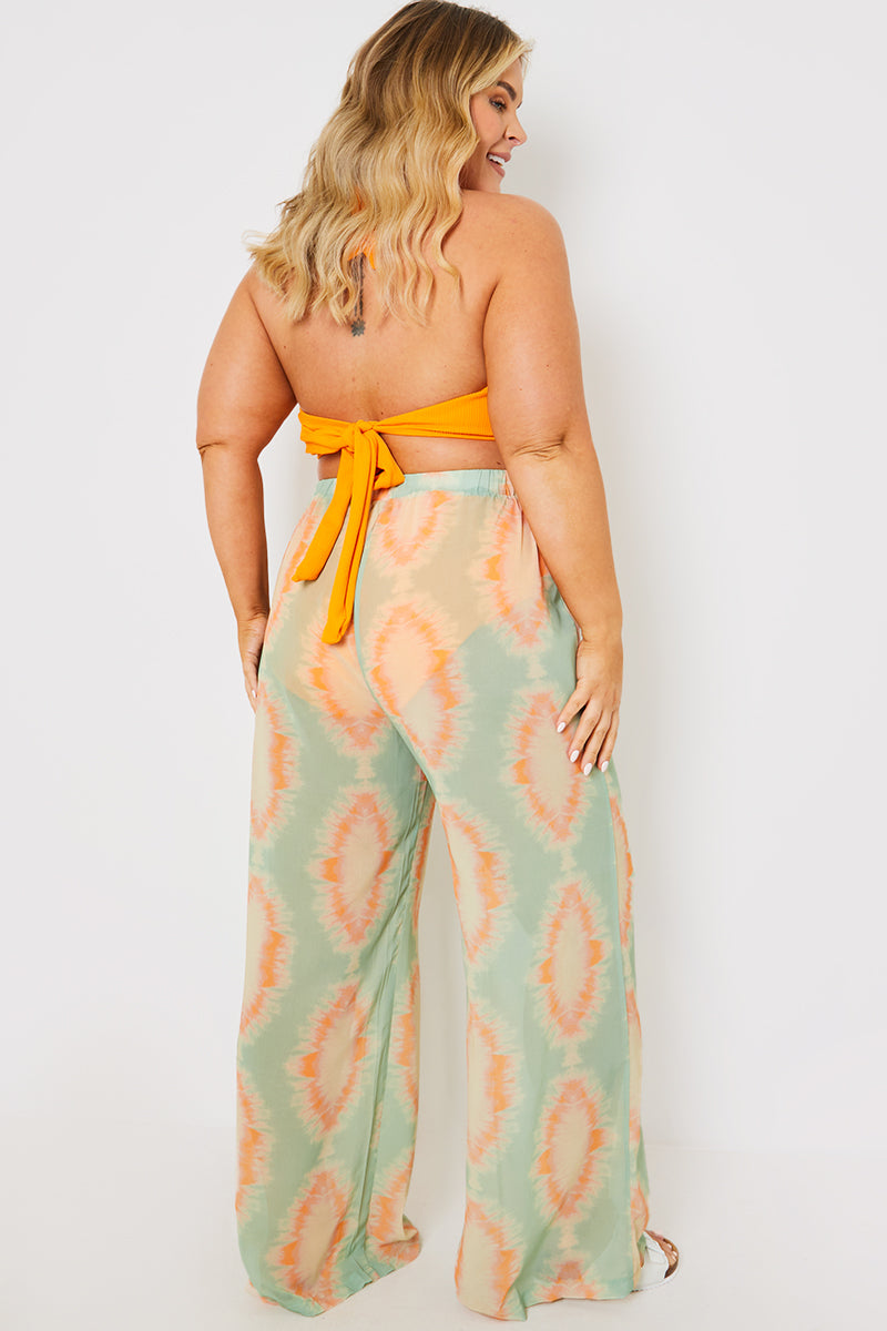 Elasticated High Waisted Wide Leg Beach Trousers