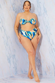 Abstract Print Bandeau Bikini Top - InTheStyle