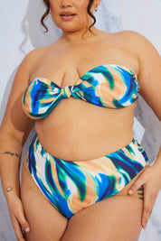 Abstract Print Bandeau Bikini Top - InTheStyle