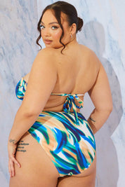 Abstract Print Bandeau Bikini Top - InTheStyle