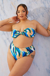 Abstract Print Bandeau Bikini Top - InTheStyle