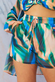 Abstract Print Chiffon Shorts - InTheStyle