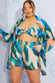 Abstract Print Chiffon Shorts - InTheStyle
