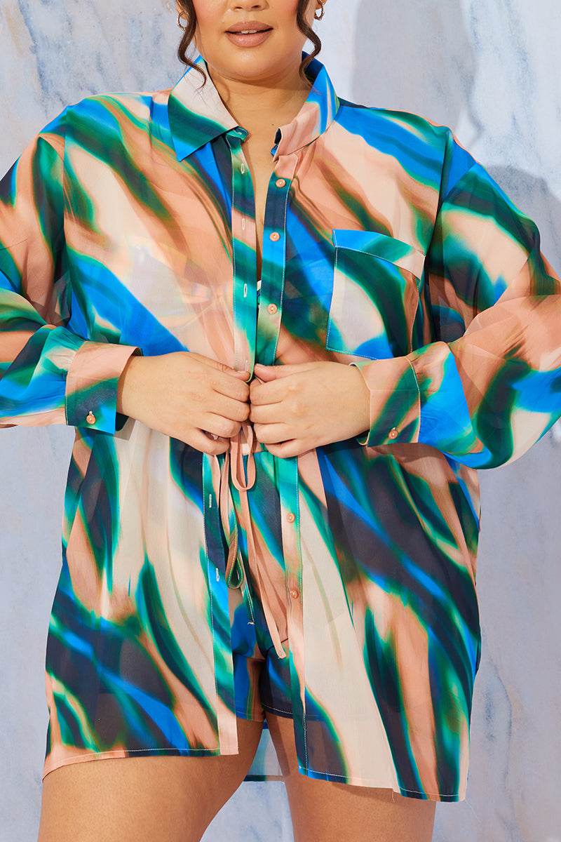 Abstract Print Chiffon Shirt - InTheStyle