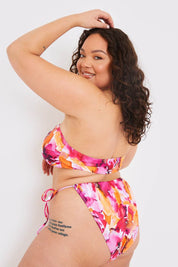 Abstract Print Halterneck Ring Detail Bikini Top - InTheStyle