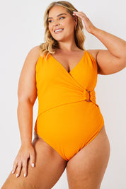 Crinkle Wrap Front O Ring Swimsuit