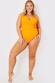 Crinkle Wrap Front O Ring Swimsuit