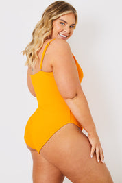 Crinkle Wrap Front O Ring Swimsuit