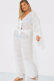 Crinkle High Waisted Wide Leg Trousers