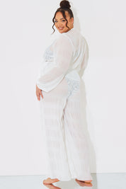 Crinkle High Waisted Wide Leg Trousers